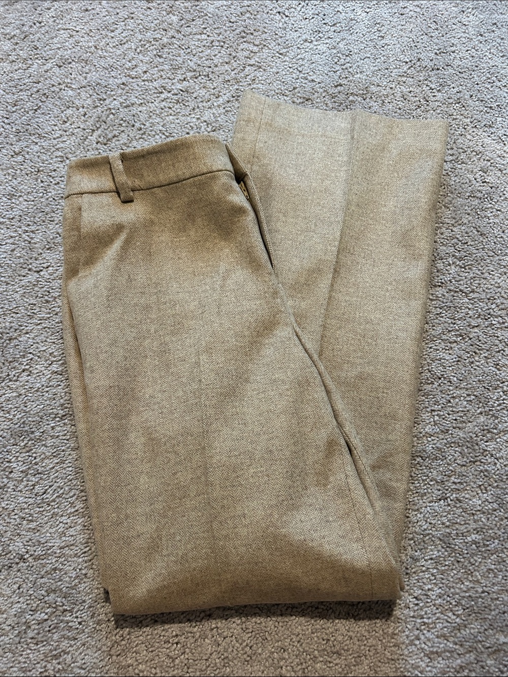 Ralph Lauren 100% Wool Herringbone Tan Trousers